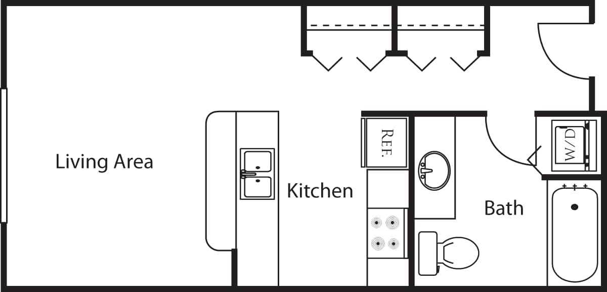 Floorplan diagram for Studio A4, showing Studio