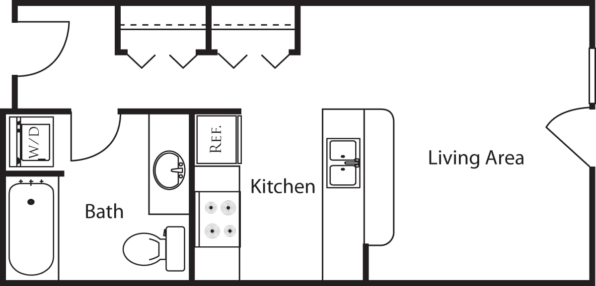 Floorplan diagram for Studio A5, showing Studio