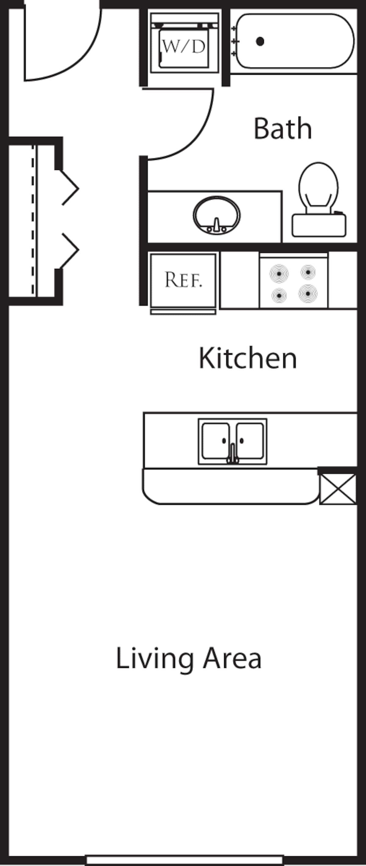 Floorplan diagram for Studio Y, showing Studio