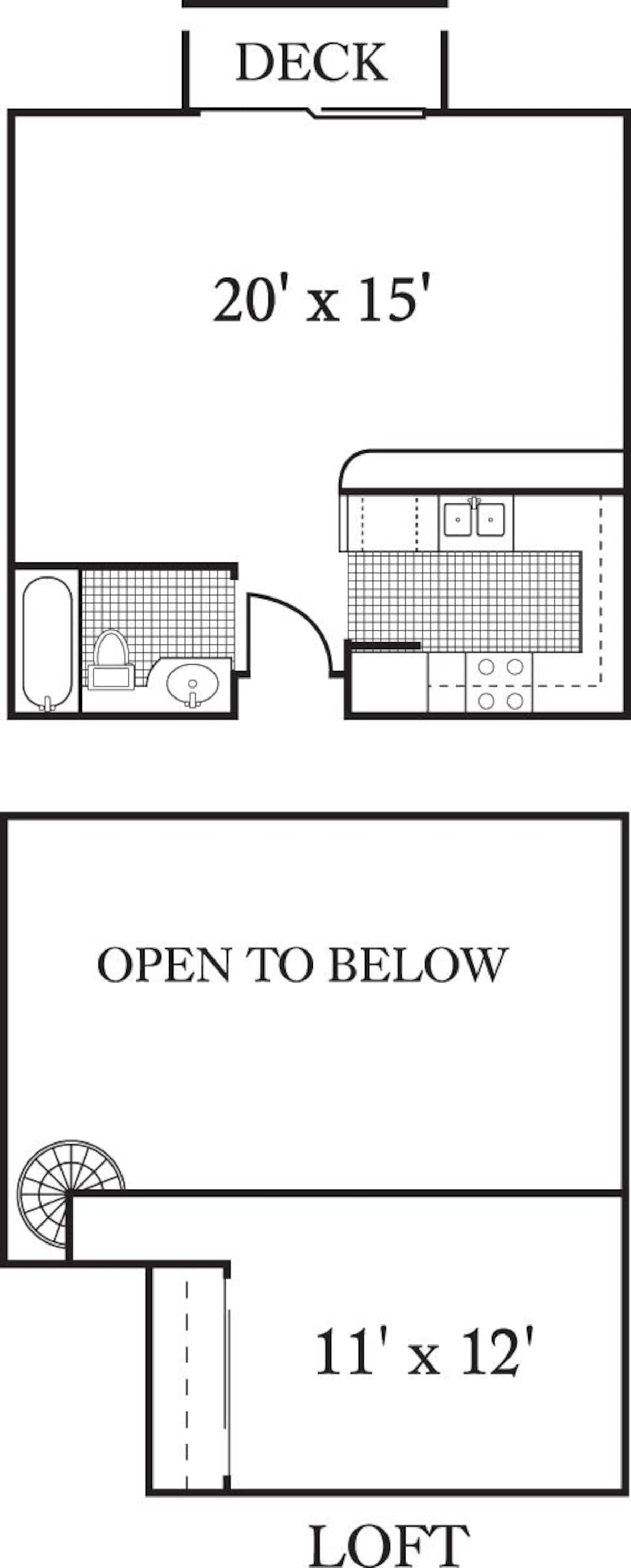 Floorplan diagram for The Avalon, showing Studio