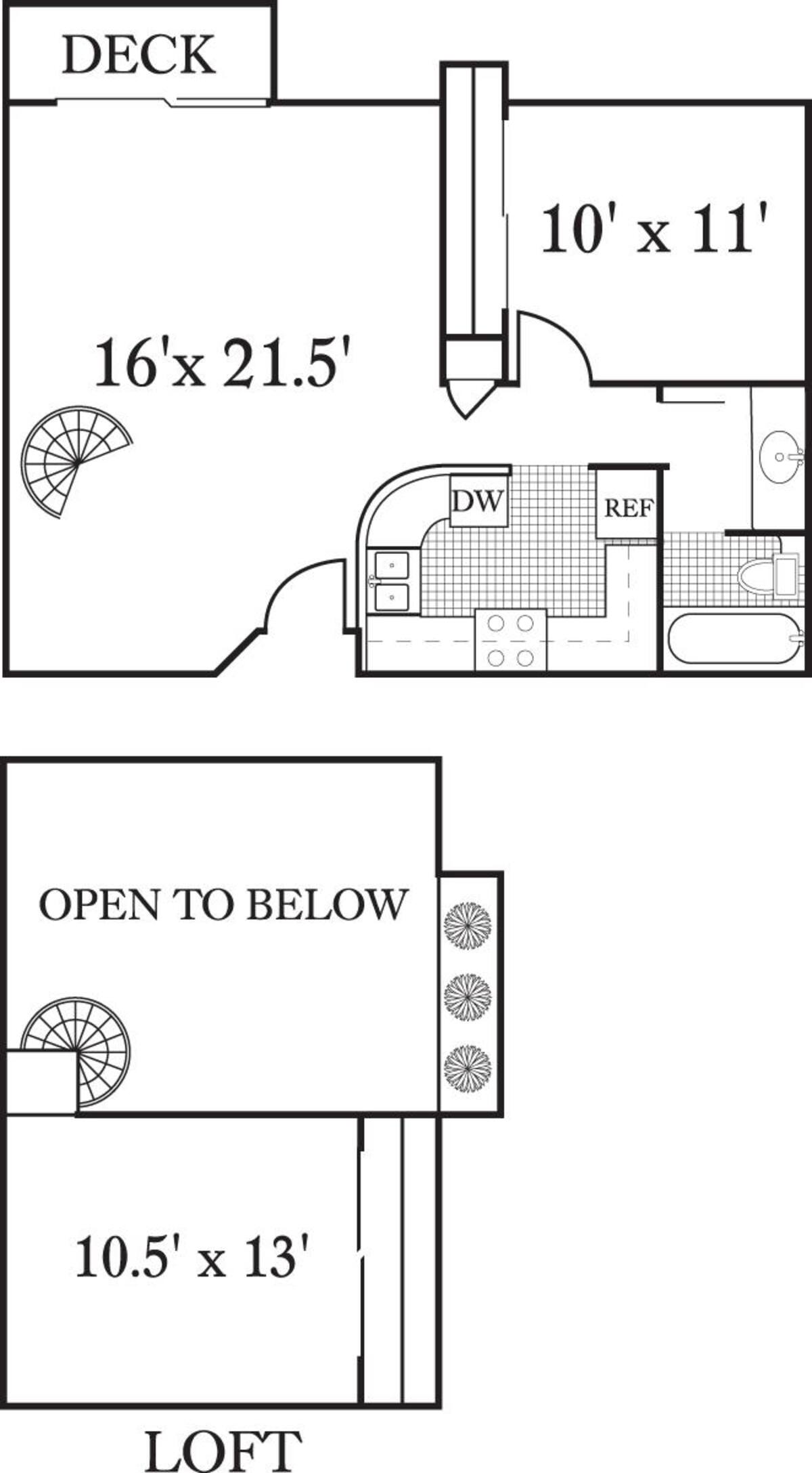 Floorplan diagram for The Catalina with loft, showing 1 bedroom