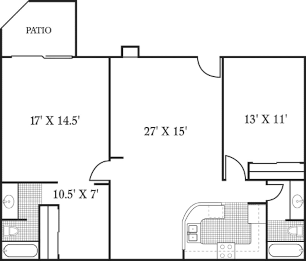 Floorplan diagram for The Pacifica, showing 2 bedroom