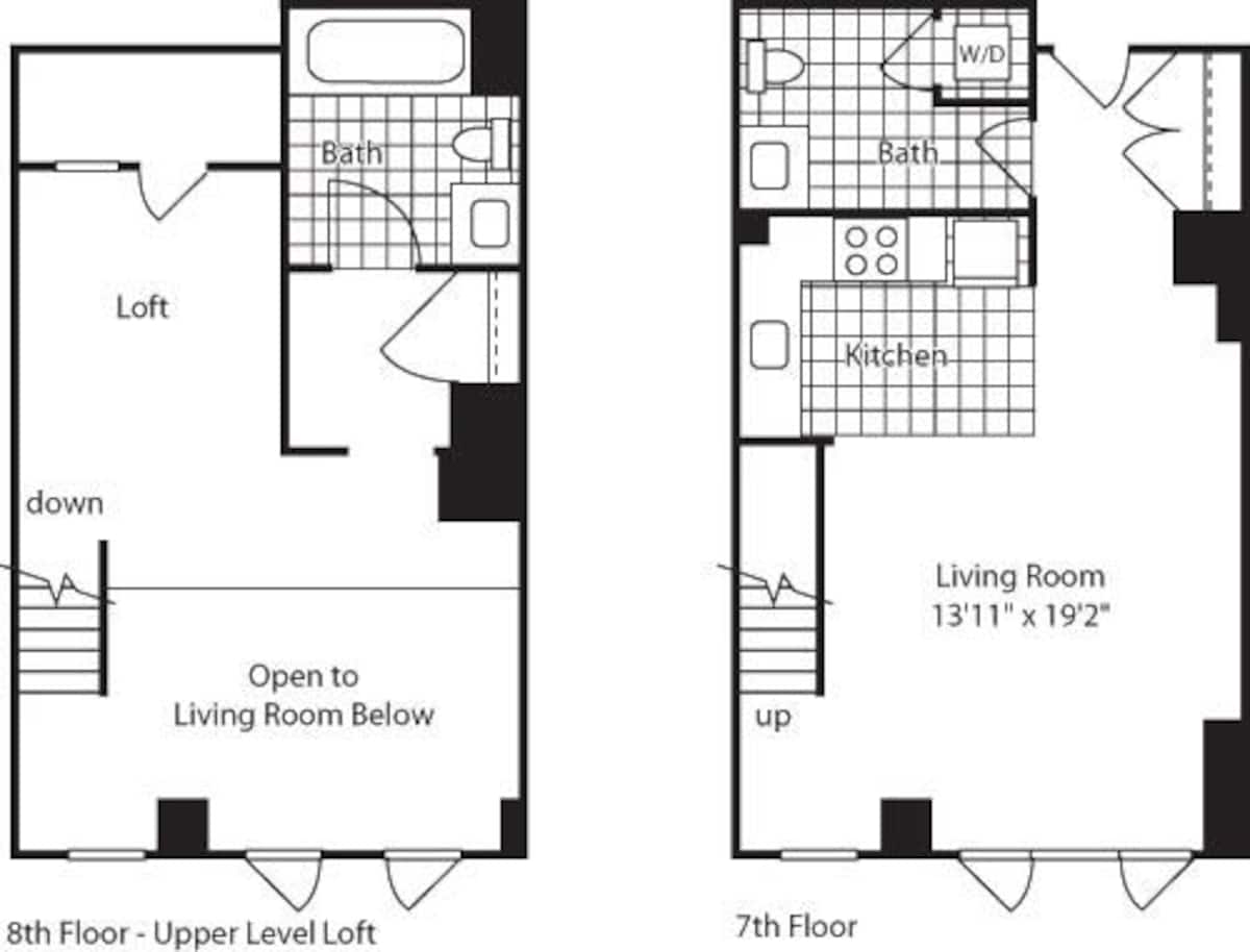 Floorplan diagram for 1 Bed Loft (North) - 854, showing 1 bedroom