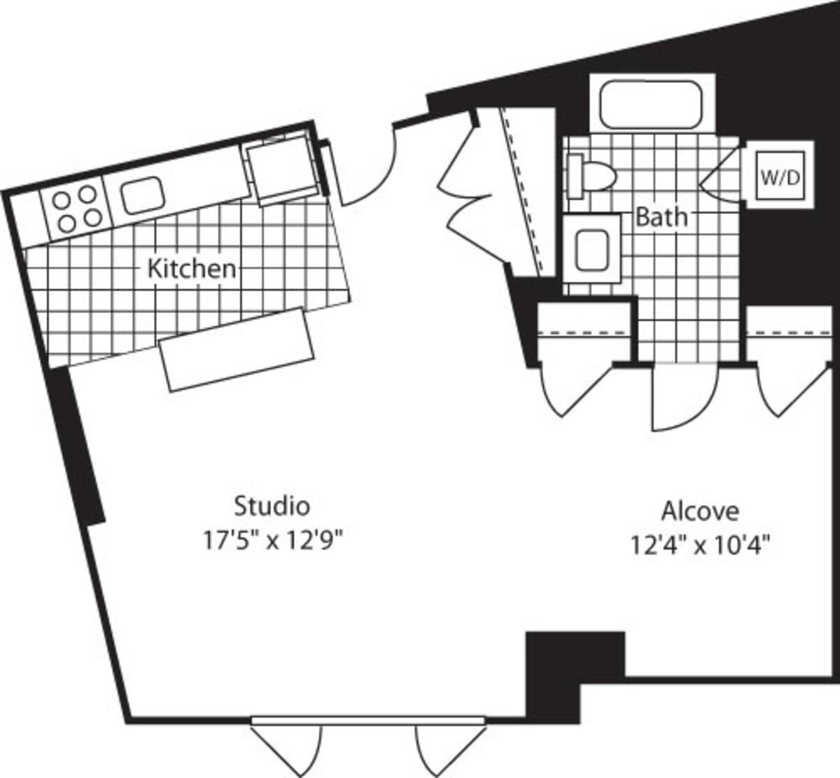 Floorplan diagram for Studio (North) - 645, showing Studio