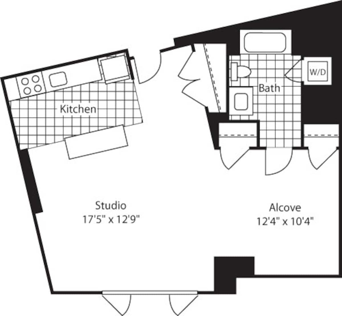 Floorplan diagram for Studio (North) - 645, showing Studio