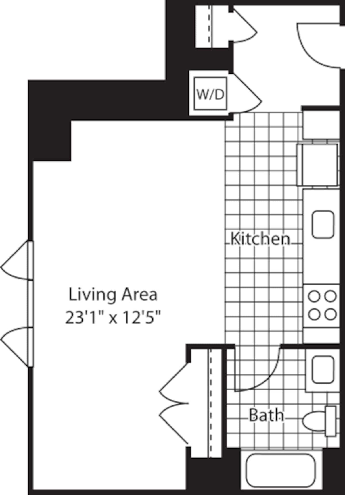 Floorplan diagram for Studio (North)- 535, showing Studio