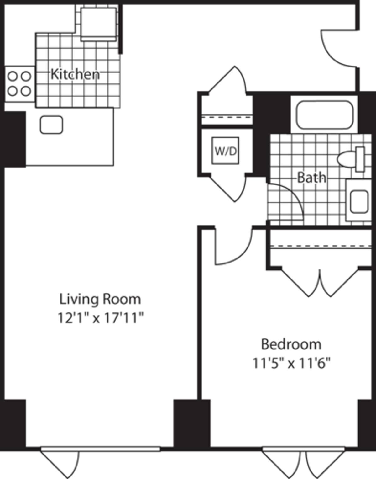 Floorplan diagram for 1 Bed (North)- 765, showing 1 bedroom