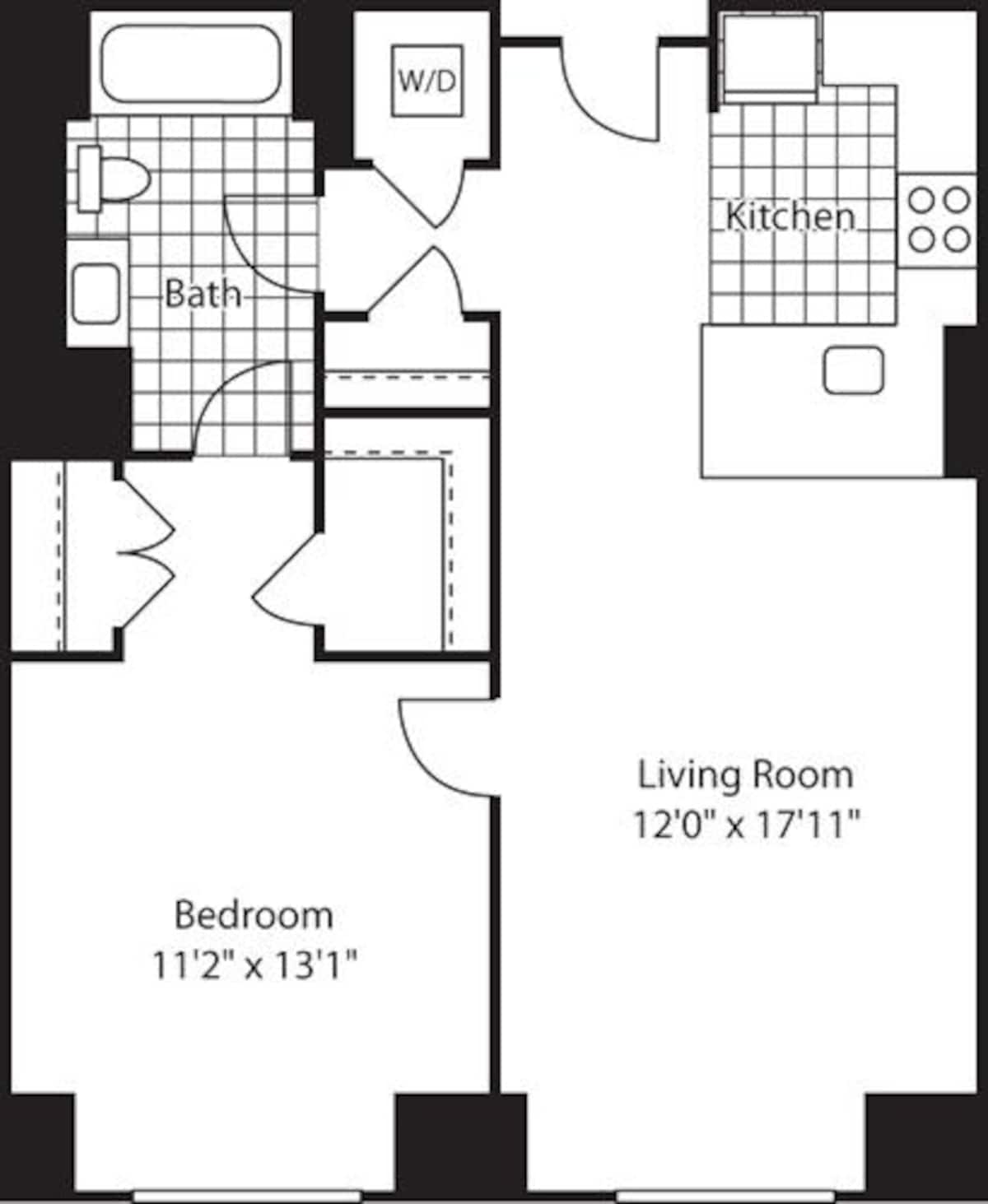 Floorplan diagram for 1 Bed (North)- 712, showing 1 bedroom