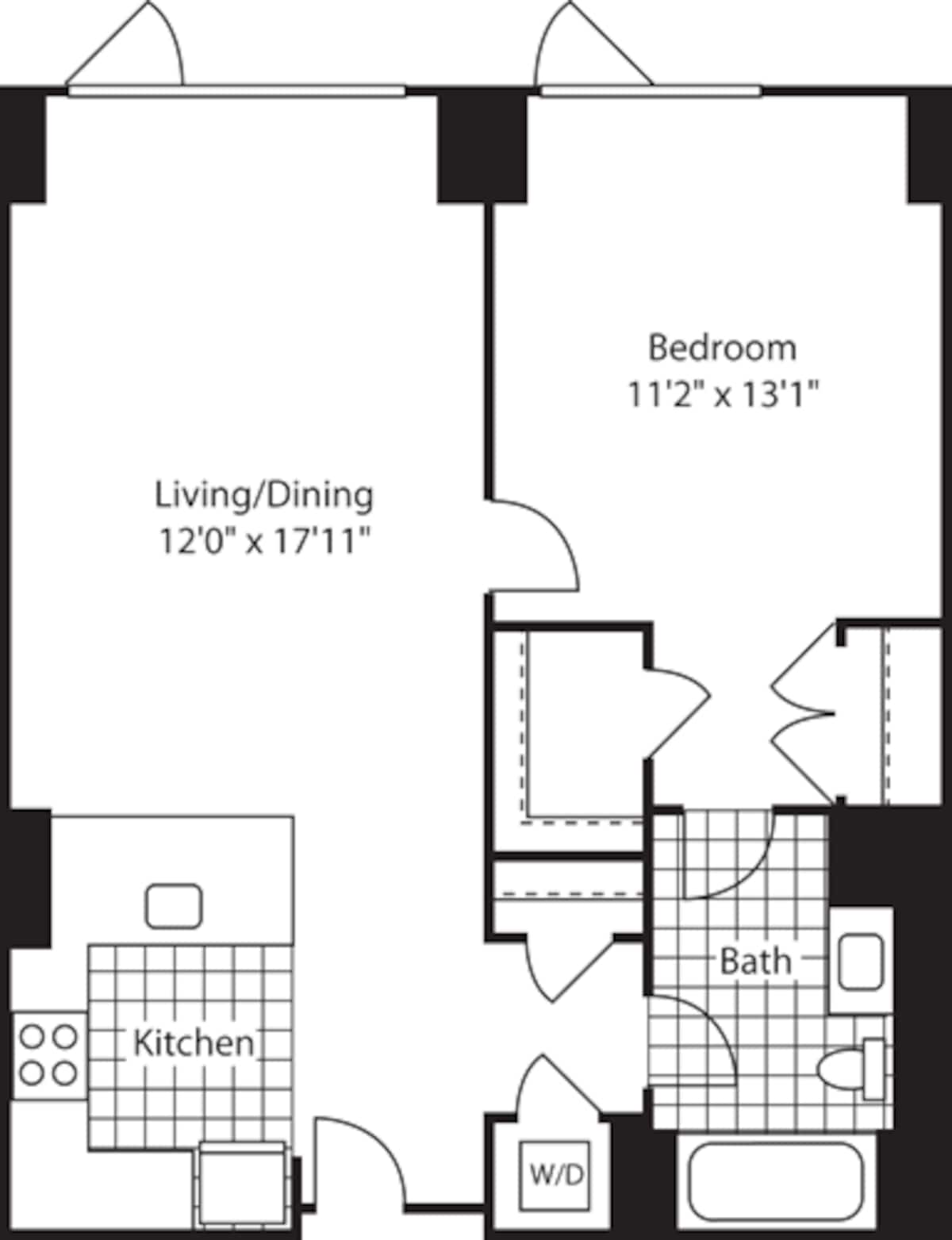 Floorplan diagram for 1 Bed (North)- 716, showing 1 bedroom