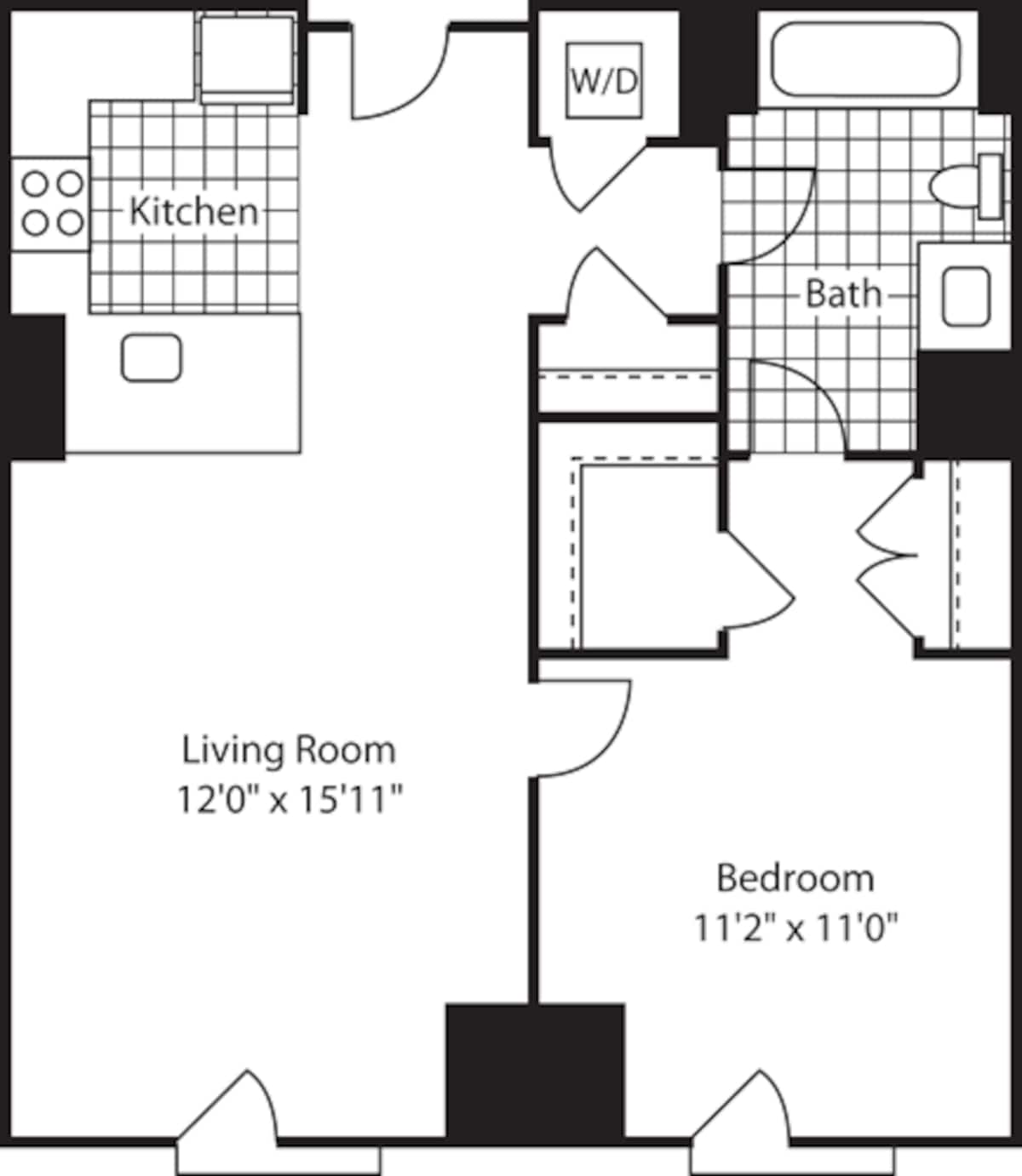 Floorplan diagram for 1 Bed (North)- 676, showing 1 bedroom