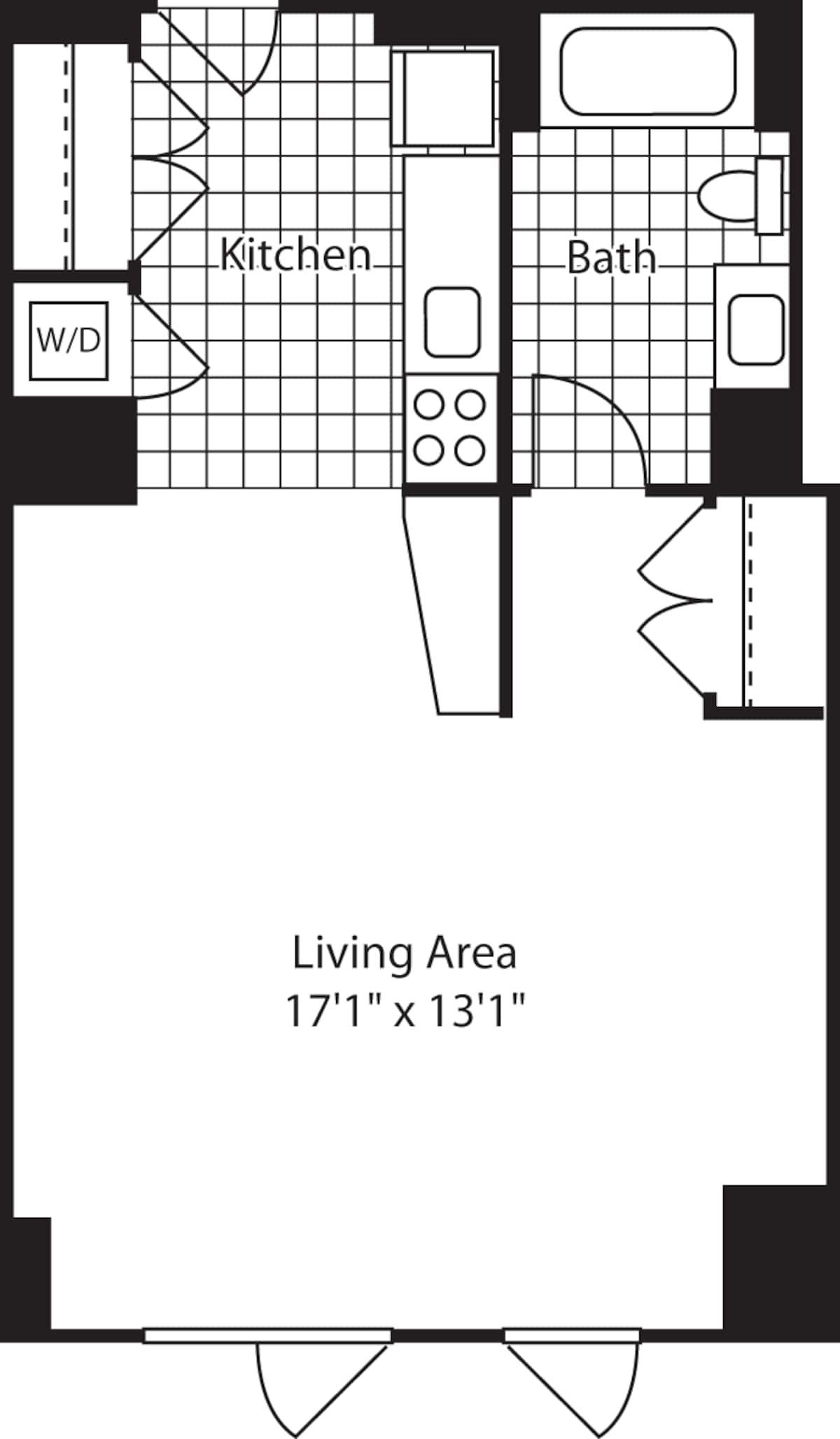 Floorplan diagram for Studio - 521, showing Studio