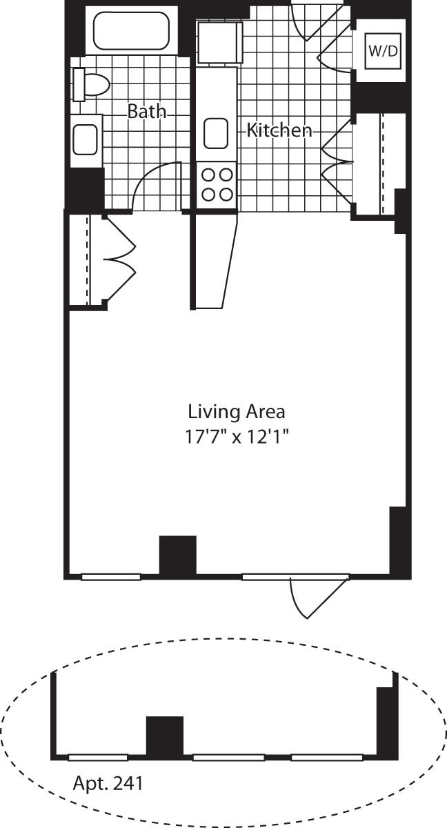 Floorplan diagram for Studio (North) - 521, showing Studio