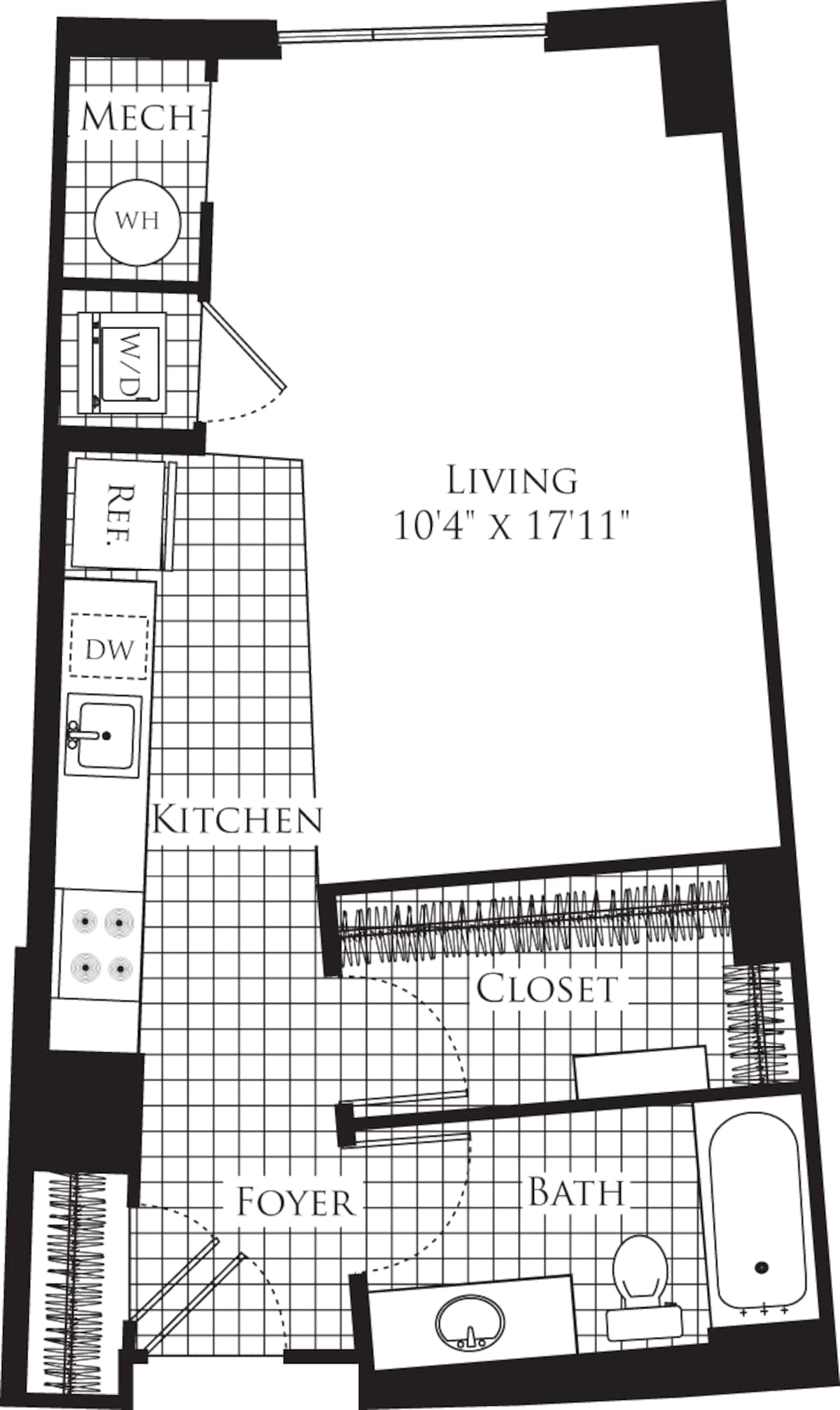 Floorplan diagram for Studio- 501, showing Studio
