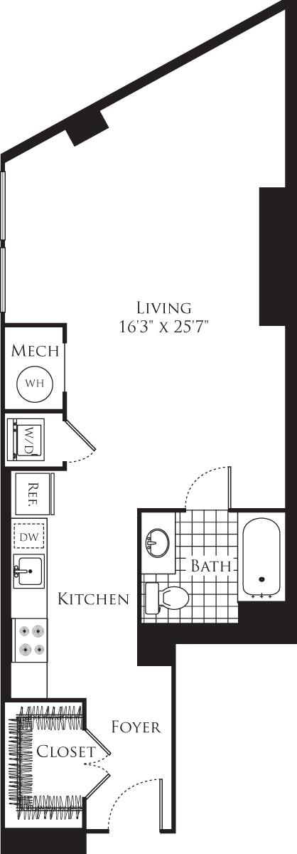 Floorplan diagram for Studio- 673, showing Studio