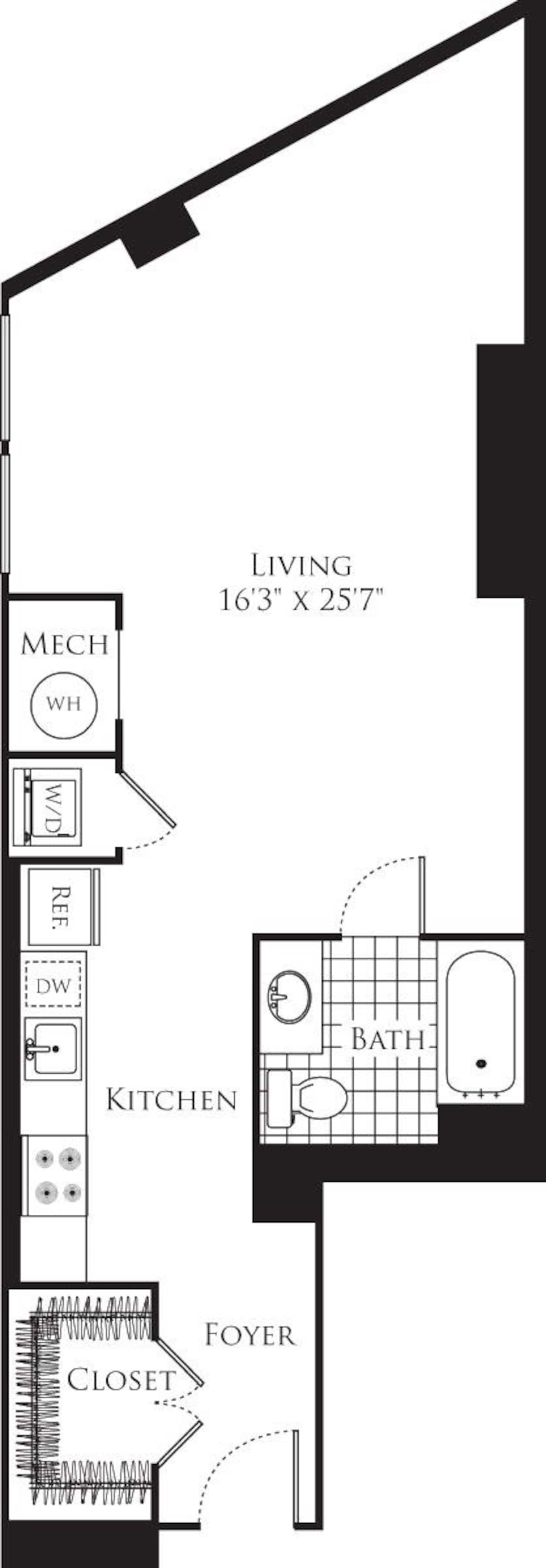 Floorplan diagram for Studio- 673, showing Studio