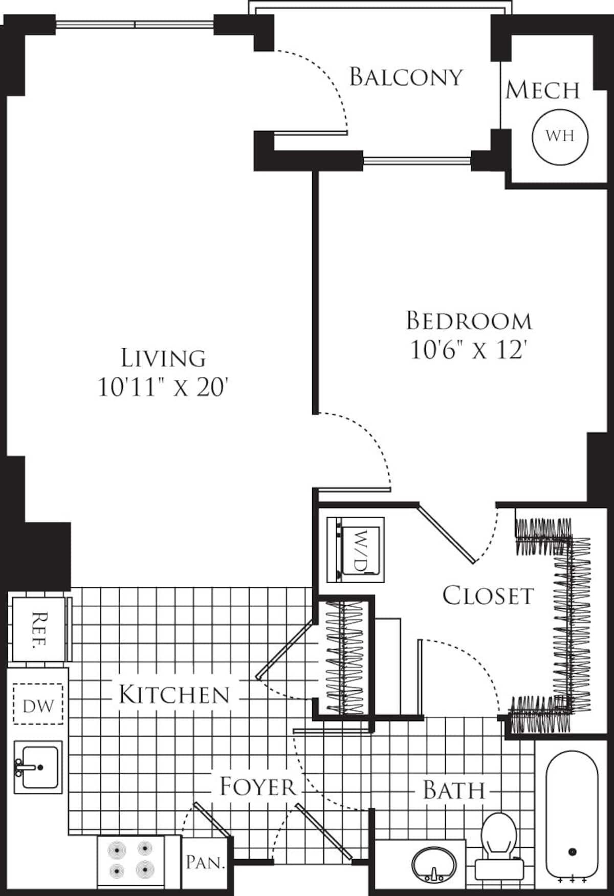 Floorplan diagram for 1 Bedroom- 660, showing 1 bedroom