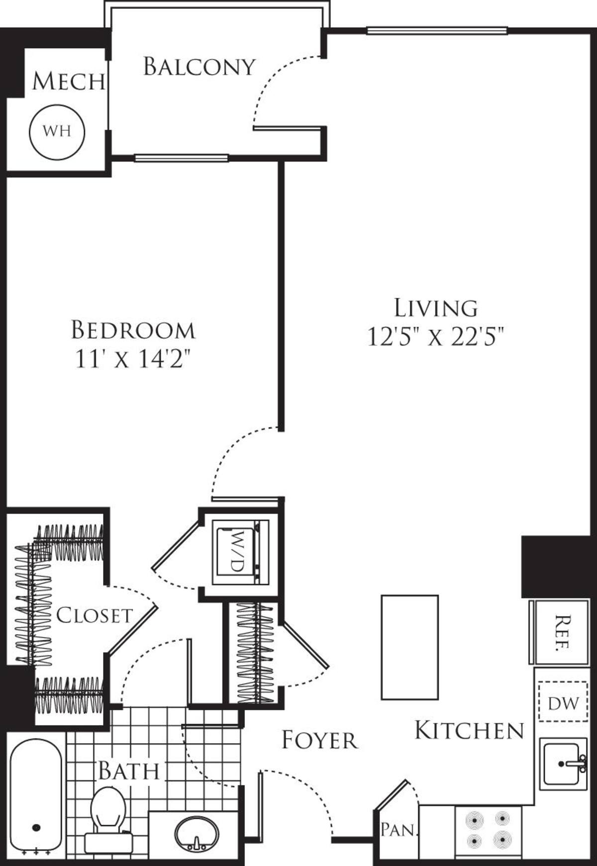 Floorplan diagram for 1 Bedroom- 784, showing 1 bedroom