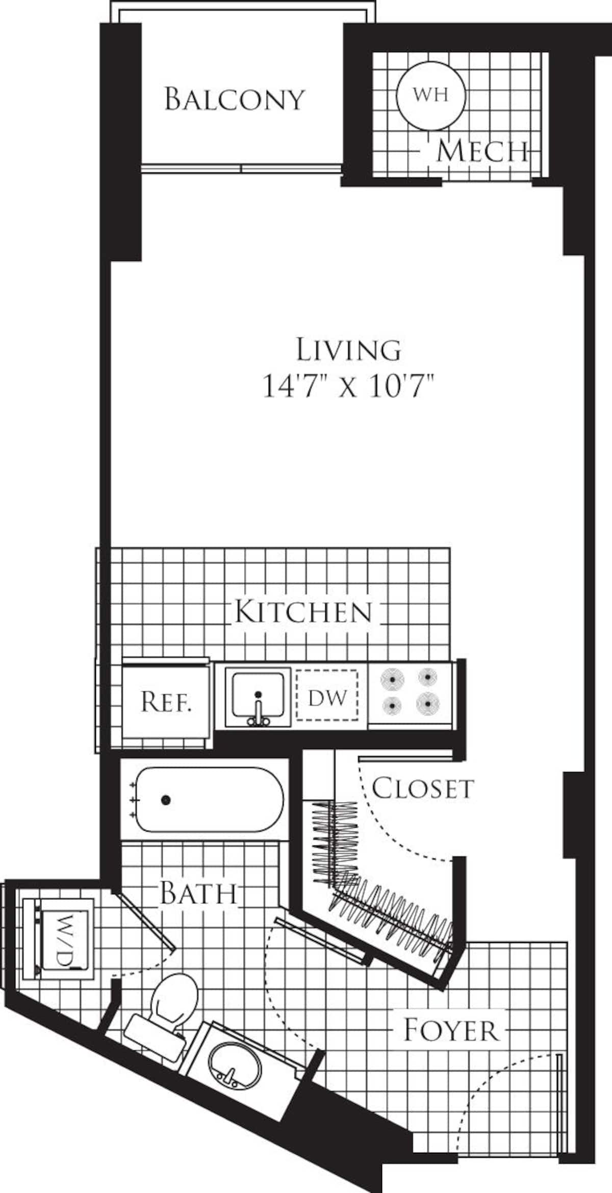 Floorplan diagram for Studio- 493, showing Studio