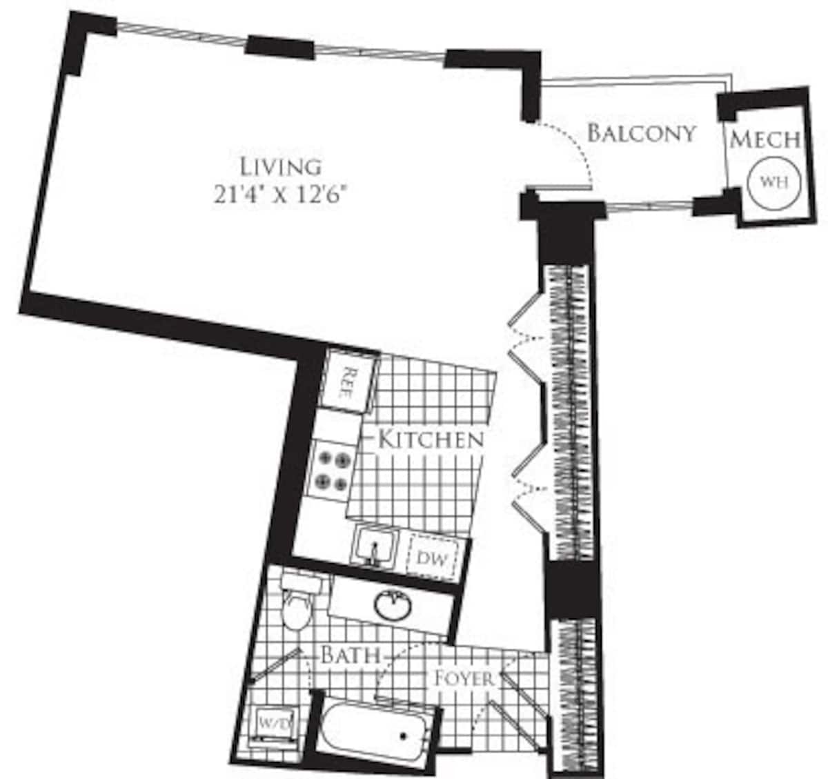 Floorplan diagram for Studio- 591, showing Studio