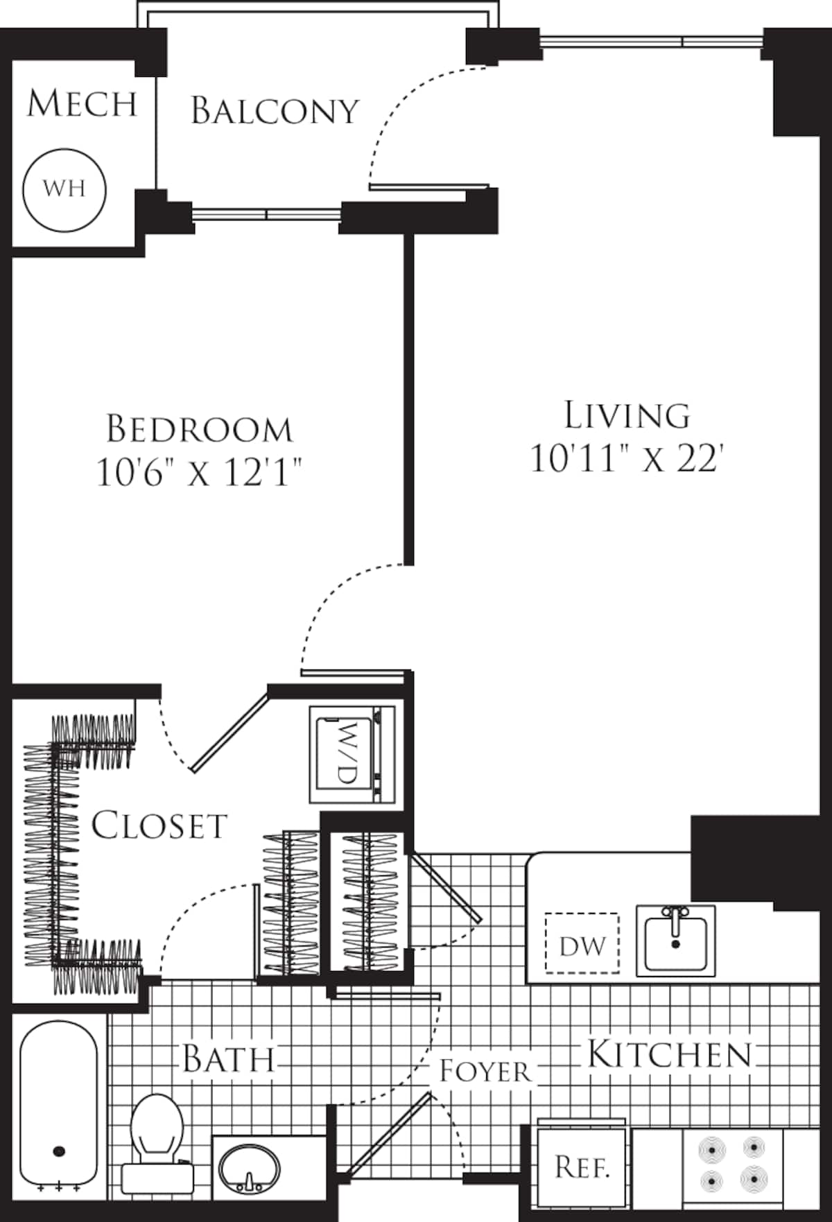 Floorplan diagram for 1 Bedroom- 662, showing 1 bedroom