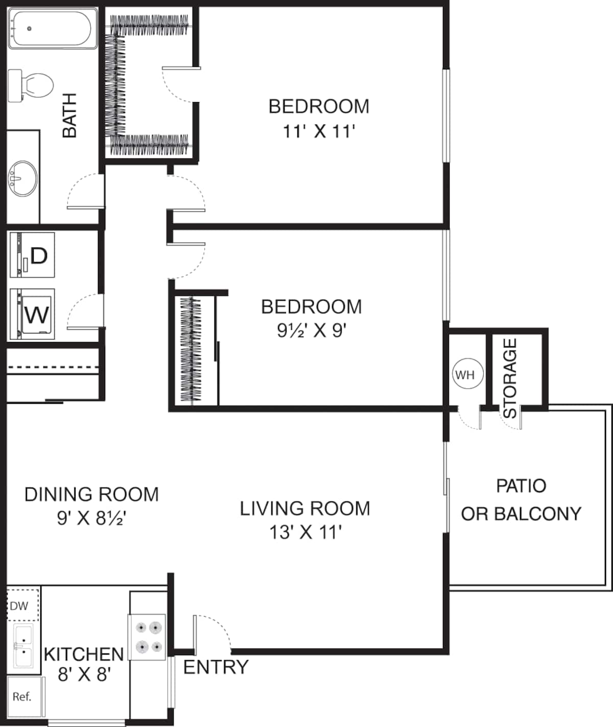 Floorplan diagram for Jade, showing 2 bedroom