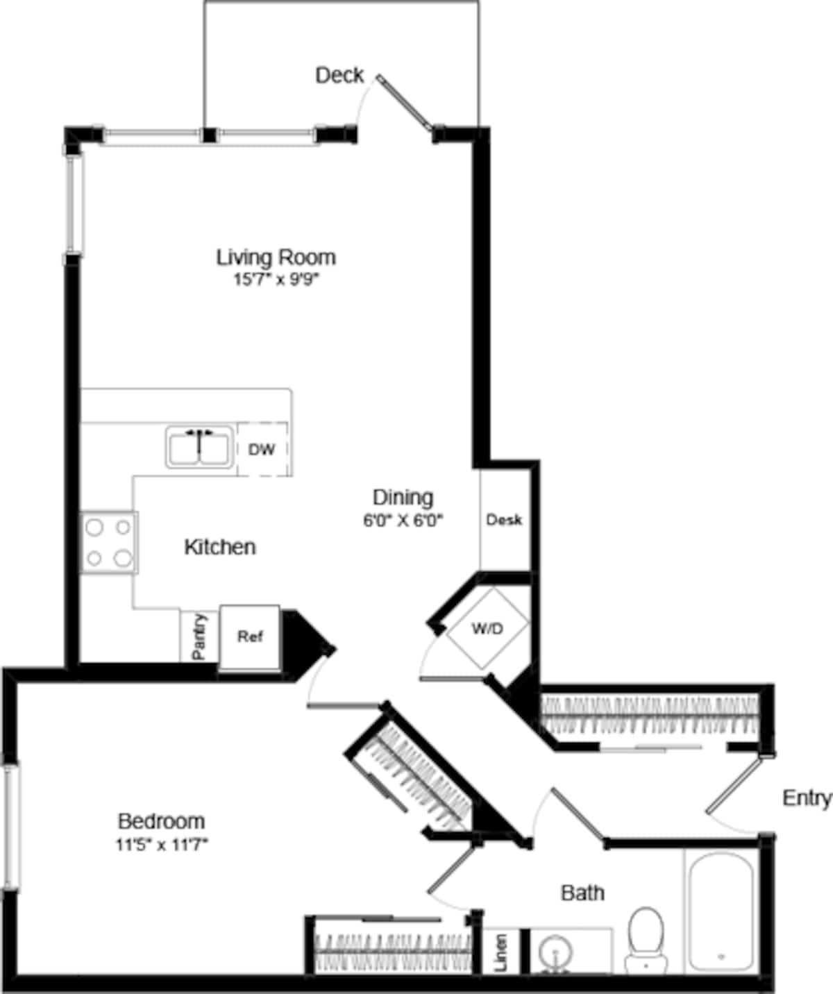 Floorplan diagram for One Bed A-4 - Phase III, showing 1 bedroom