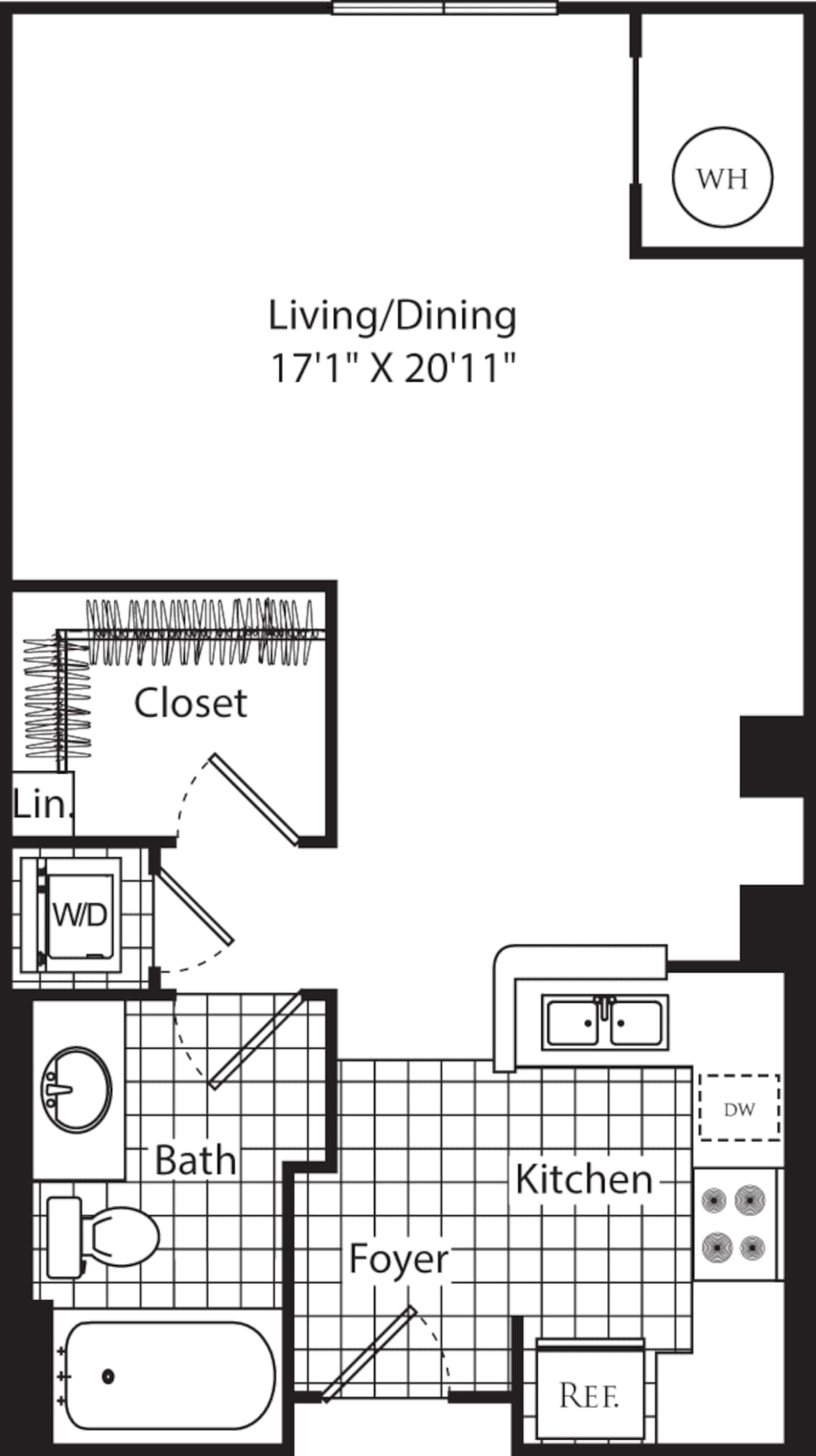 Floorplan diagram for A4, showing Studio