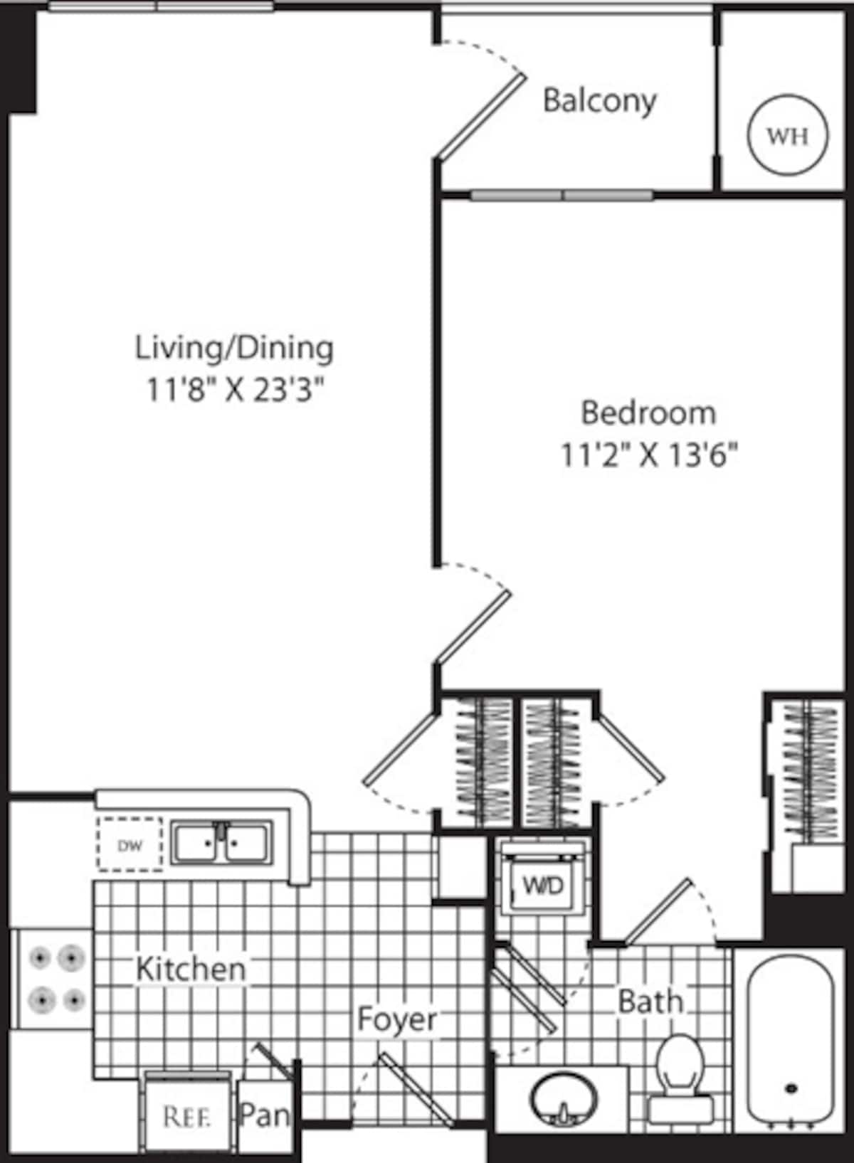 Floorplan diagram for B1, showing 1 bedroom