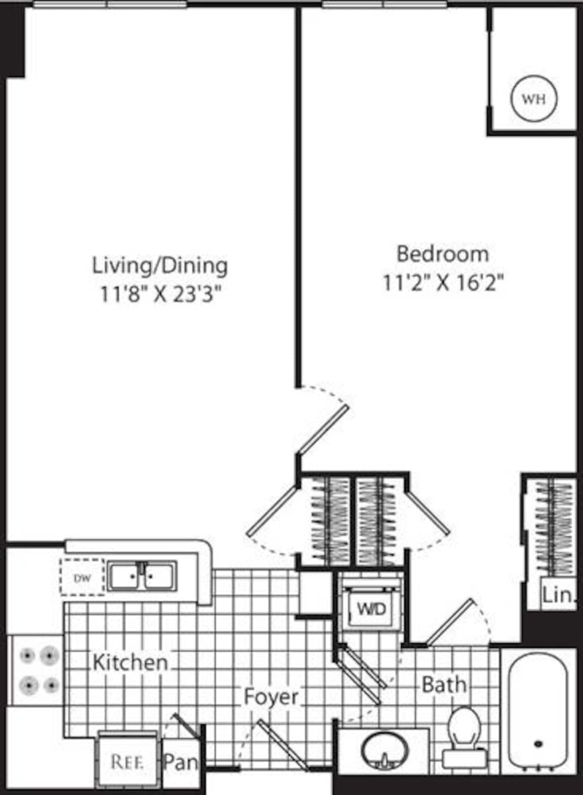 Floorplan diagram for B3, showing 1 bedroom