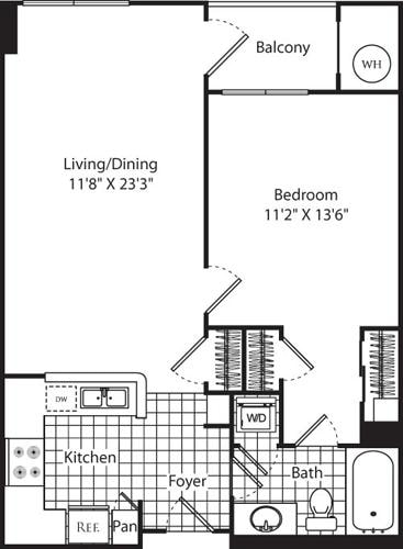 Grundrissdiagramm für B1 (Penthouse) zeigt 1 Schlafzimmer