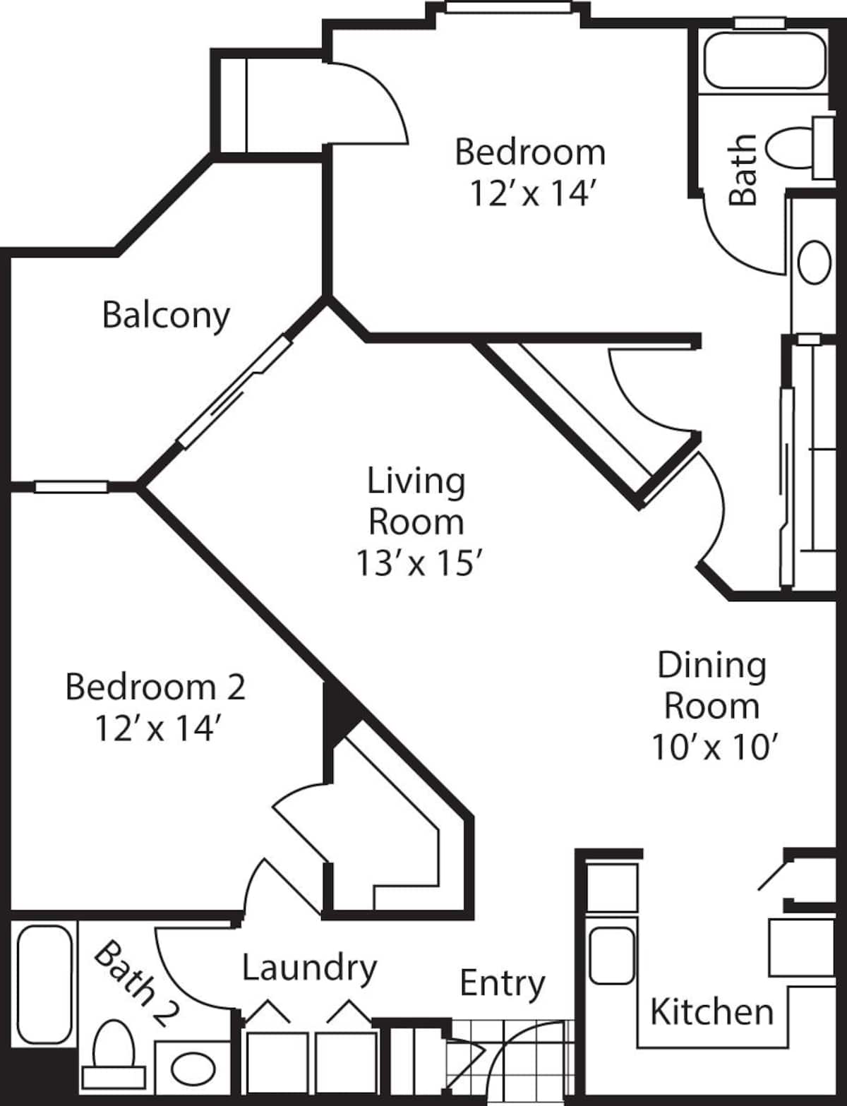Floorplan diagram for Belmont, showing 2 bedroom