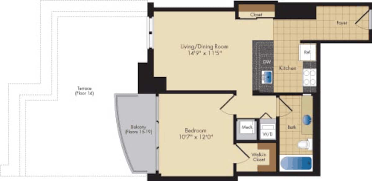 Floorplan diagram for Wilson, showing 1 bedroom