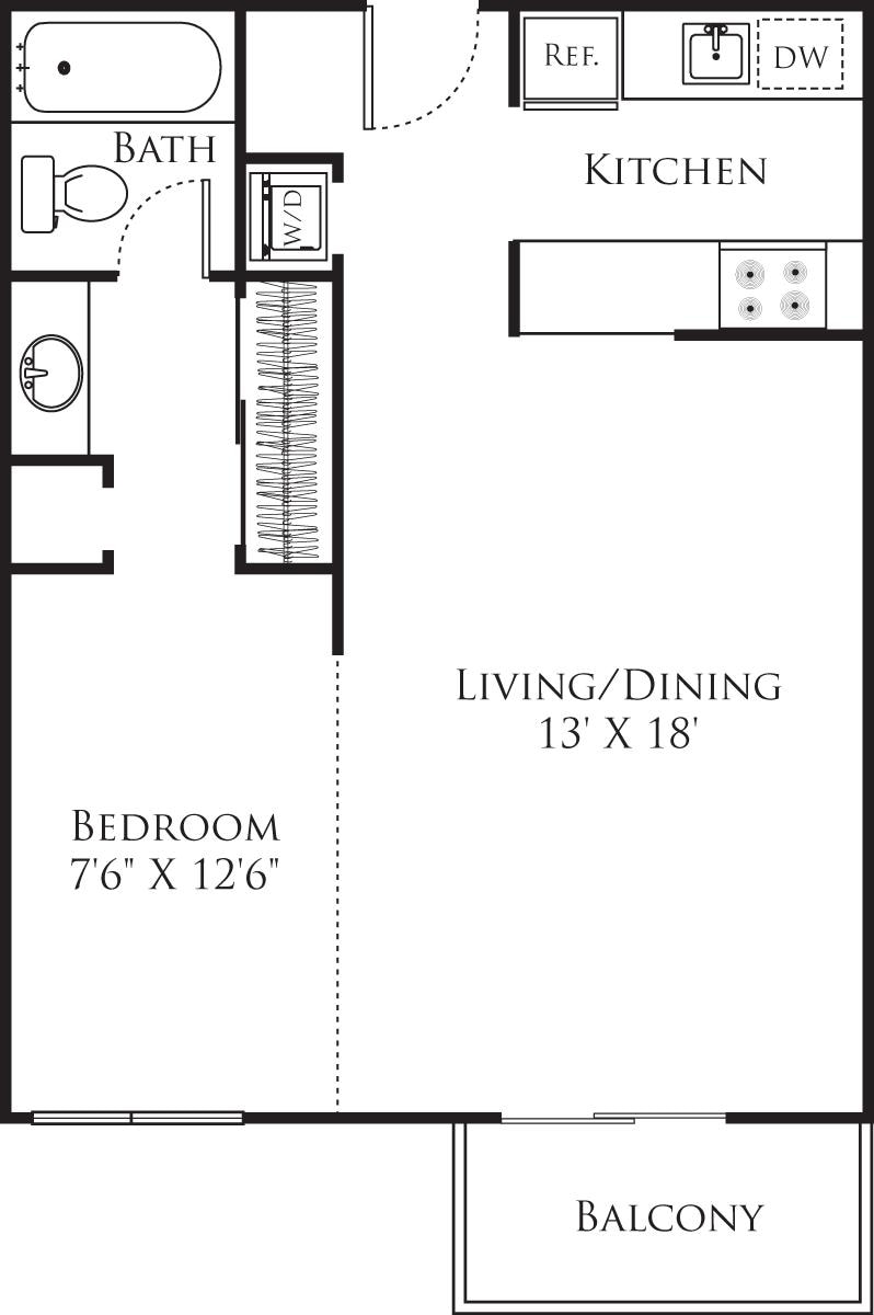 Diagram ng floorplan para sa Studio B, na nagpapakita ng Studio