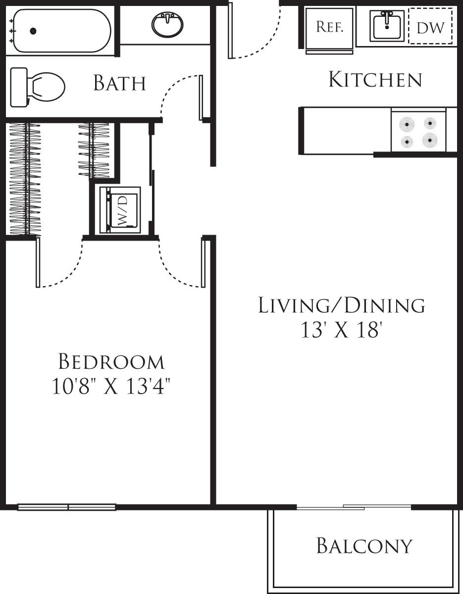 Floorplan diagram for 1 Bedroom C, showing 1 bedroom