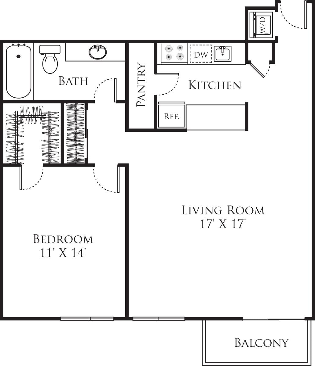 Plano de 1 Bedroom E1, que muestra 1 habitación