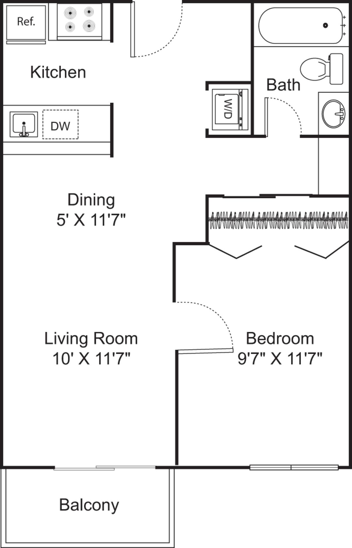 Floorplan diagram for 1 Bedroom A, showing 1 bedroom