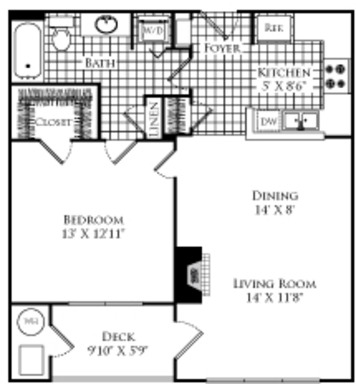 Floorplan diagram for Chestnut, showing 1 bedroom
