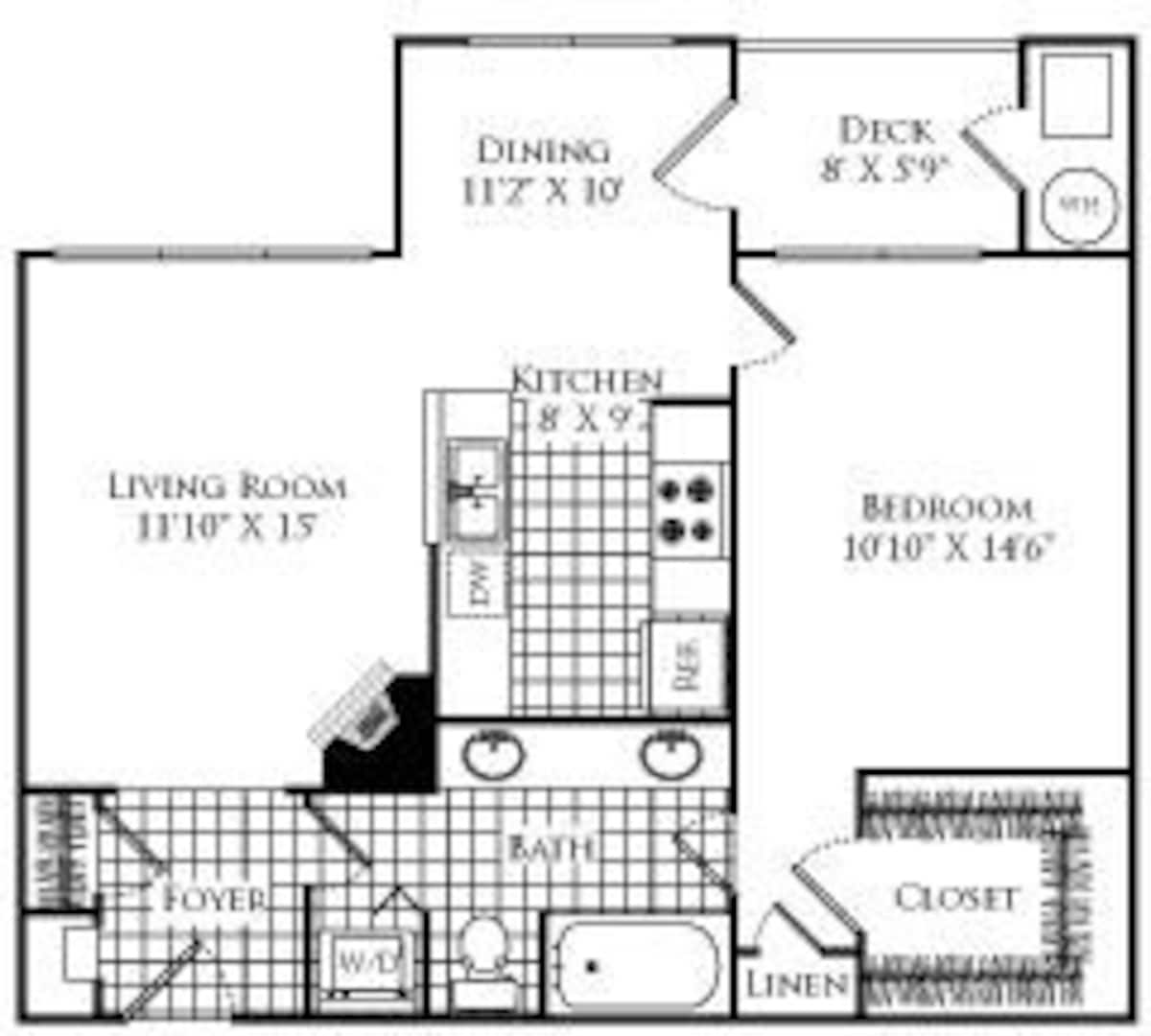 Floorplan diagram for Maple, showing 1 bedroom