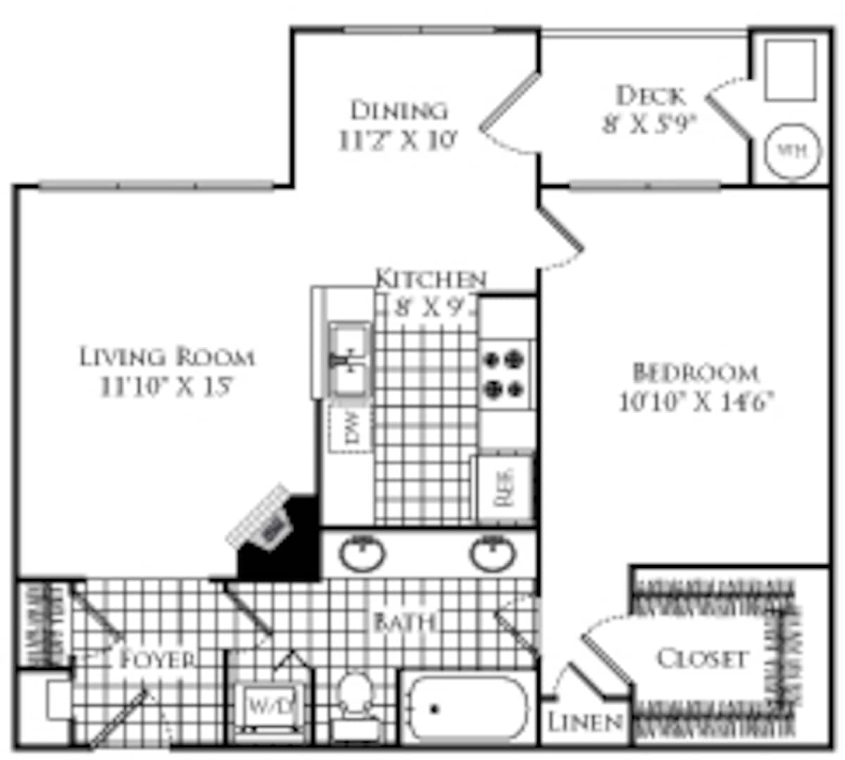 Floorplan diagram for Maple, showing 1 bedroom