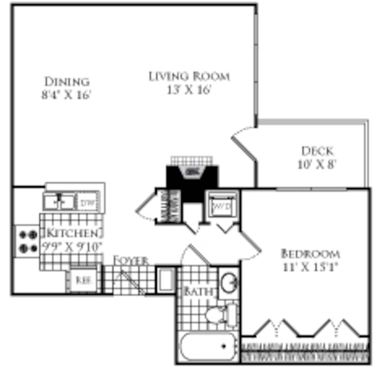 Floorplan diagram for Mulberry, showing 1 bedroom