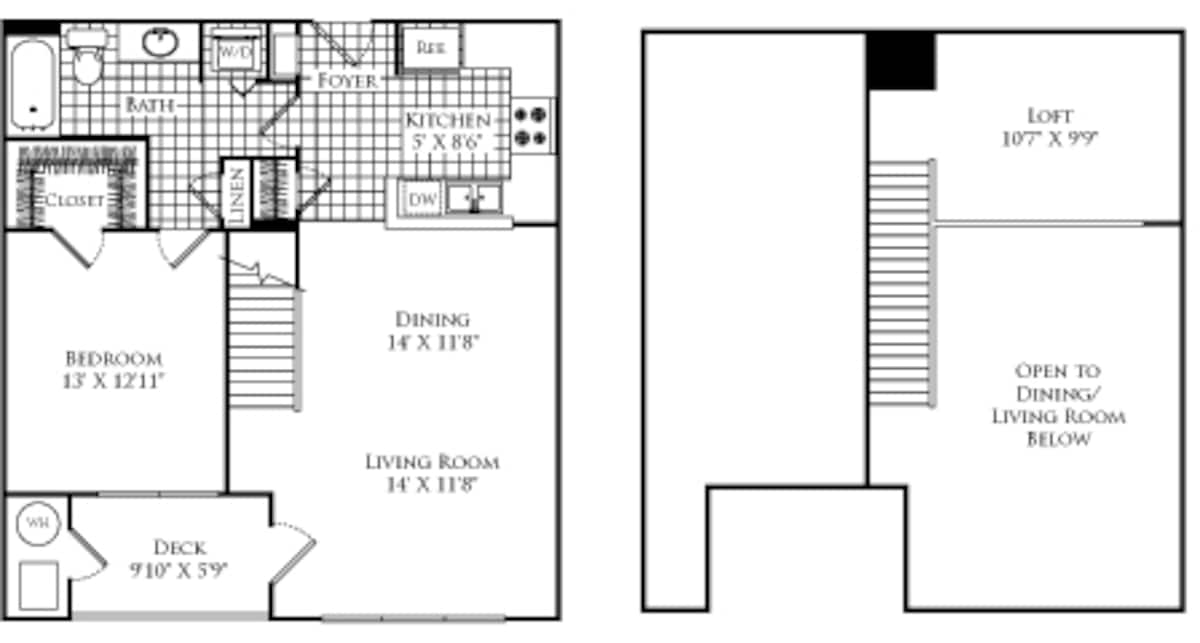 Floorplan diagram for Hazel with loft, showing 1 bedroom