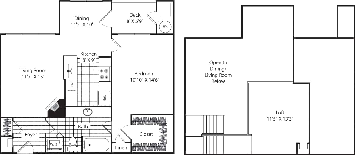 Floorplan diagram for Sycamore with loft, showing 1 bedroom