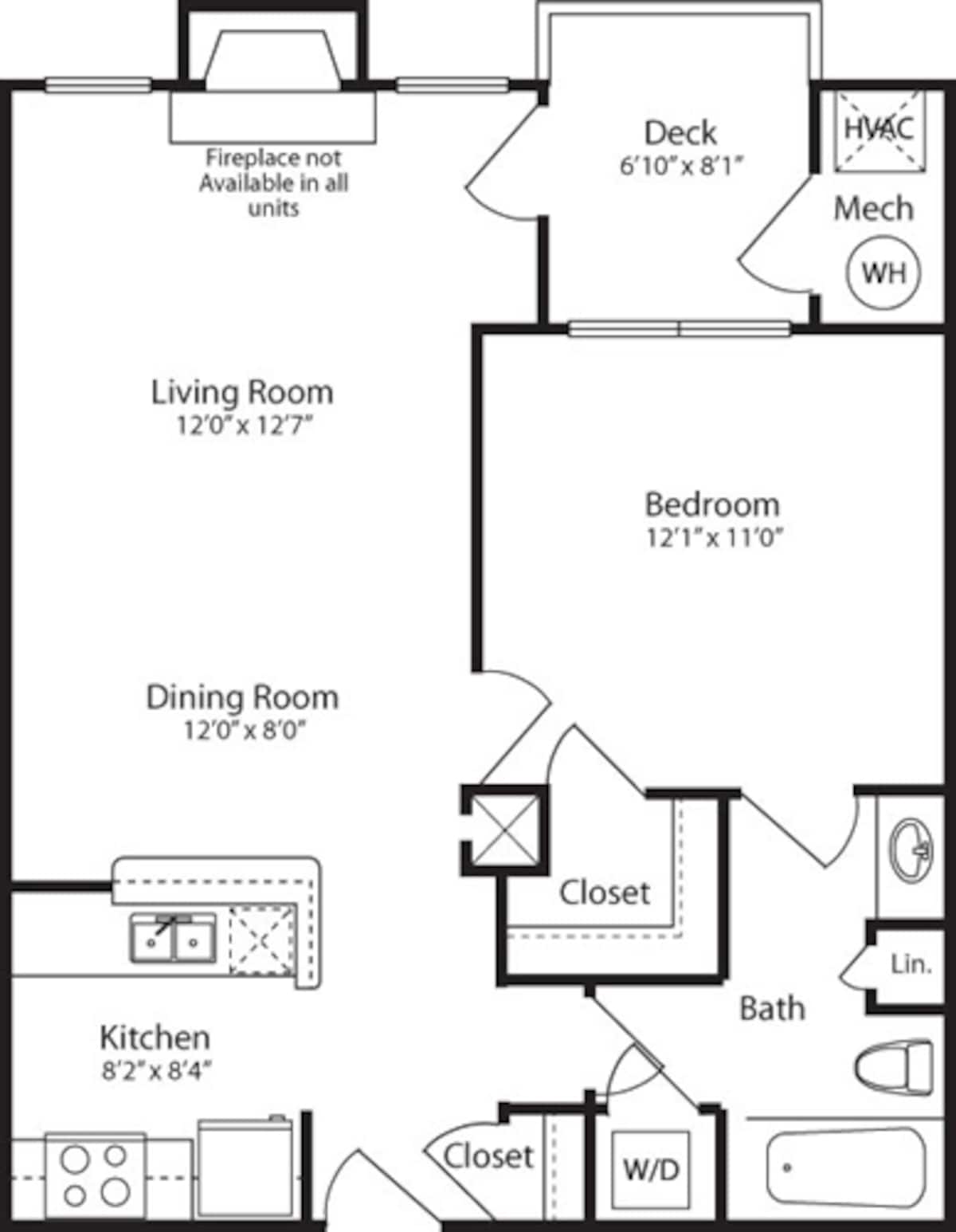 Floorplan diagram for The Aster, showing 1 bedroom
