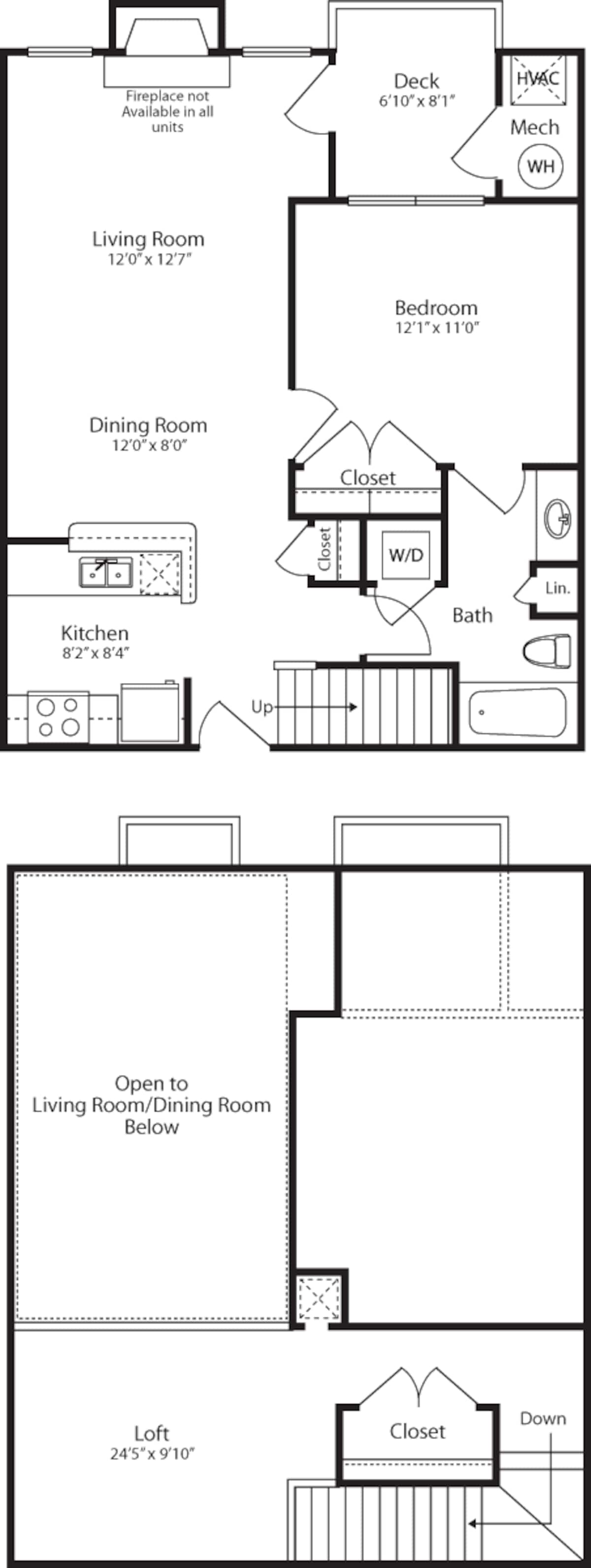 Floorplan diagram for The Devon with Loft, showing 1 bedroom