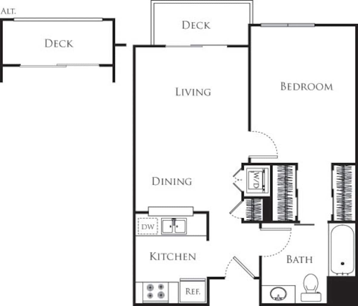 Floorplan diagram for Plan A, showing 1 bedroom