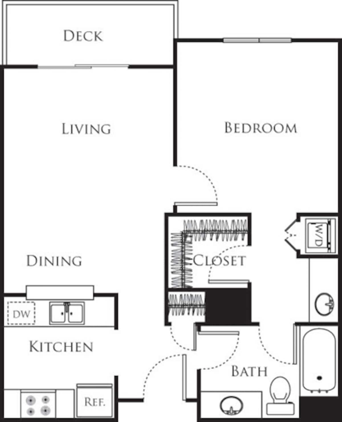 Floorplan diagram for Plan B, showing 1 bedroom