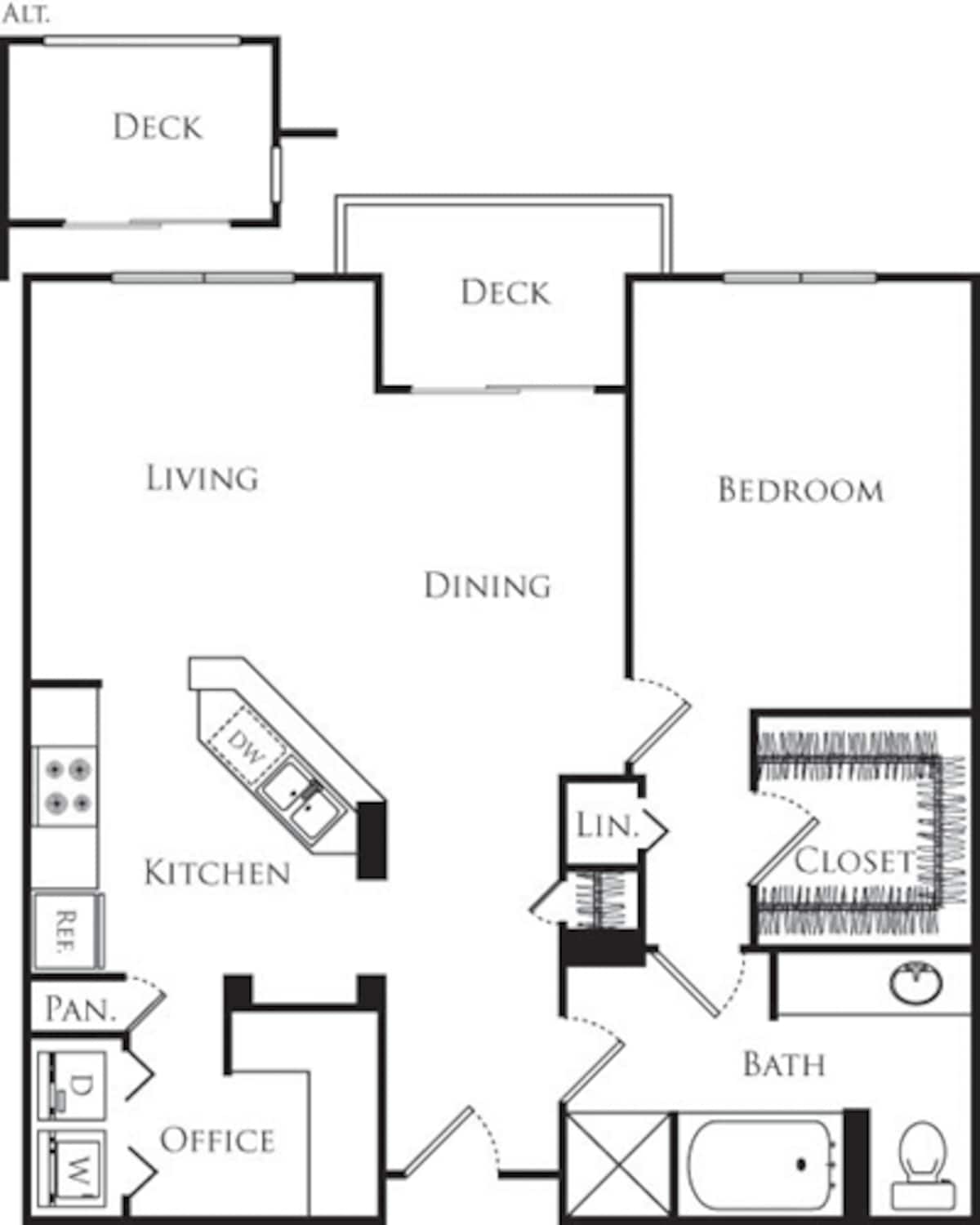 Floorplan diagram for Plan C, showing 1 bedroom