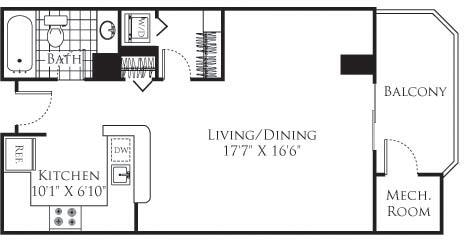 Floorplan diagram for Ashford 1, showing Studio