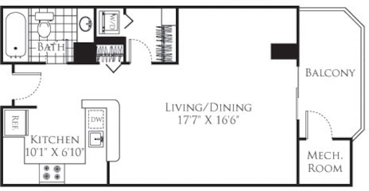 Floorplan diagram for Ashford 1, showing Studio