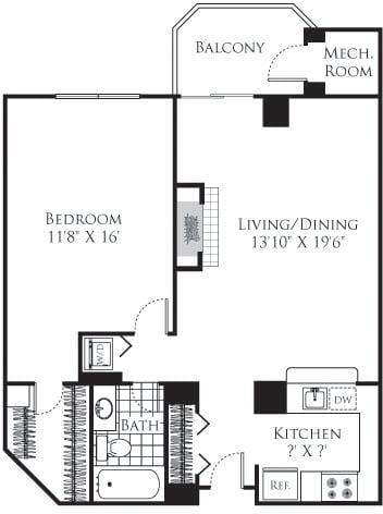 Floorplan diagram for Aspen 5, showing 1 bedroom